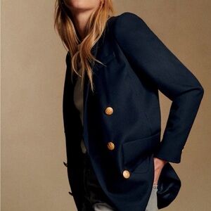 Sezane Midnight Blue Blazer with Gold Accents